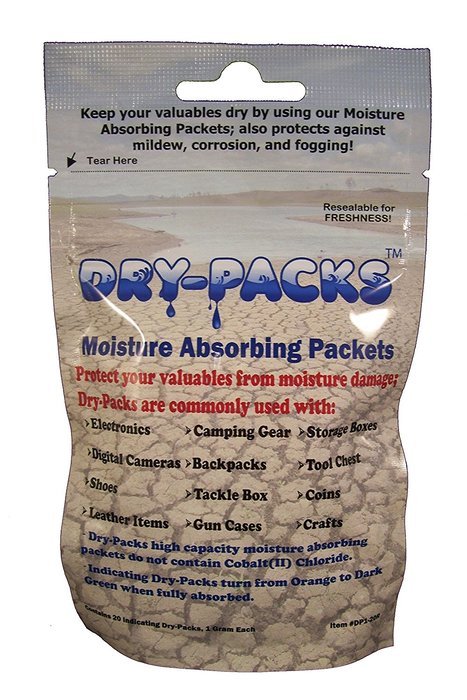 Dry-Packs 1gm Moisture Absorbing Silica Gel Indicating Packet, Pack of 2