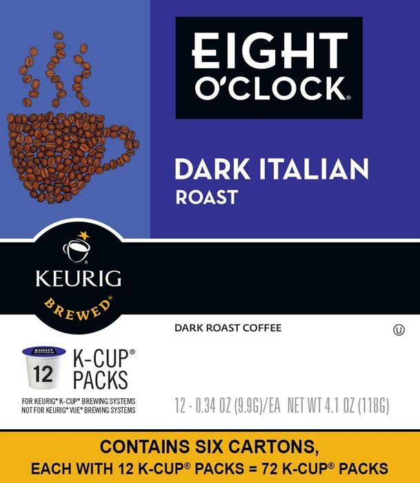 Eight O'Clock Coffee The Original, Keurig K-Cups, 12 Count, (Pack of 6) N31
