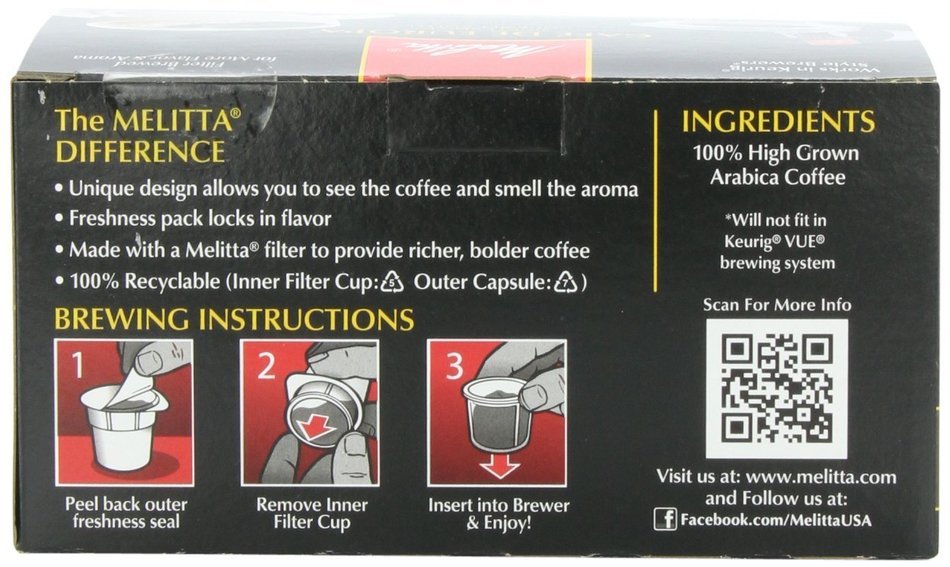 Melitta Single Cup Coffee for K-Cup Brewers, Cafe de Europa Vienna Roast, Dark Roast, 5.08 oz - 12 Count N13