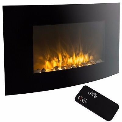 XL Large 35"x22" 1500W Adjustable Heater Electric Wall Mount Fireplace Elegant N8