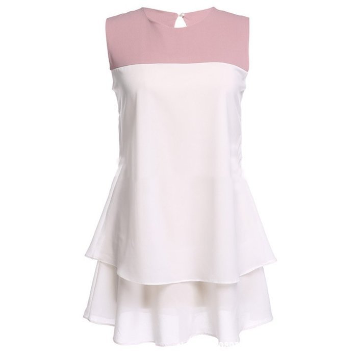 Spritech(TM) Women Girl Summer Sleeveless Tiered Dress Wide Layered Skirt S