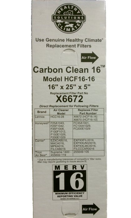 X6672 Lennox Healthy Climate 16x25x5 Merv 16 Filter