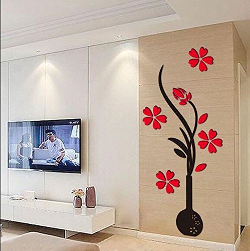 3D Flower Beautiful DIY Mirror Wall Decals Stickers Art Home Room Vinyl Decor N2