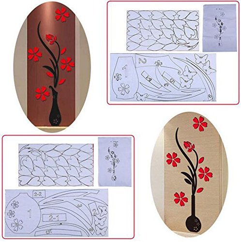 3D Flower Beautiful DIY Mirror Wall Decals Stickers Art Home Room Vinyl Decor N3