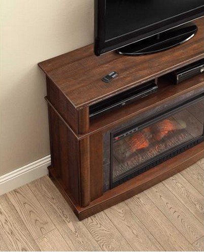 Electric Fireplace Media Entertainment Center with Side Storage Compartments N8