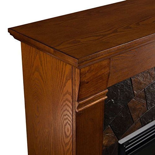 Celeste Salem Antique Oak Wood Electric Fireplace Mantle Media Stand N8