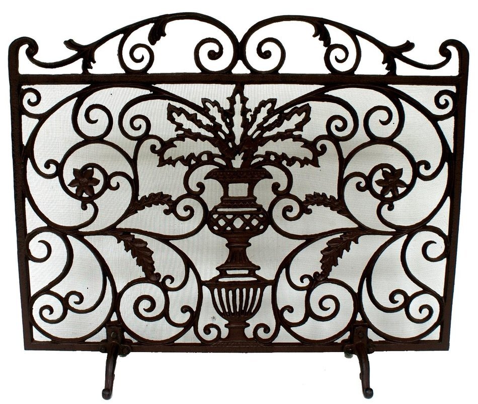 NACH Iron Fireplace Screen with Legs, Planter Design