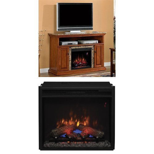 Complete Set Brighton Media Mantel in Golden Honey with 23" Spectrafire Plus Insert with Safer Plug