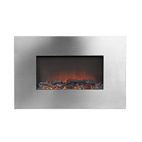 Silver Metal 35-inch Wall Mount Remote Controlled Electric Firebox N2