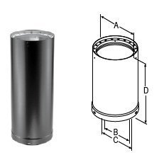Chimney 69112 6 in. x 48 in. Dura-Vent DVL Double-Wall Black Pipe