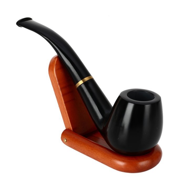 Scotte(TM) superior ebony tobacco pipe 9mm filter smoking pipe set in black box N6