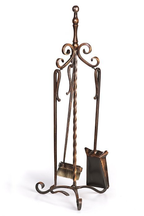 Fireplace set 4 pieces Hand Crafted Hearth Accessories "Queen" Agrik, Steel N2