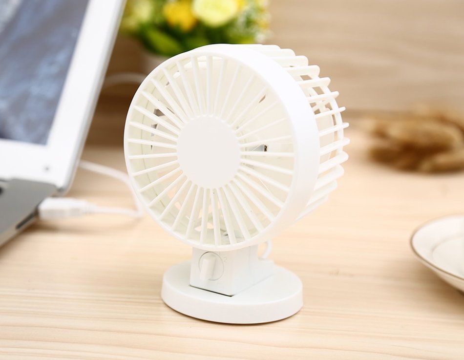 QH USB Mini Portable Double-vane Desk Fan Electric Computer Super Mute Cooler Fan (White) N7