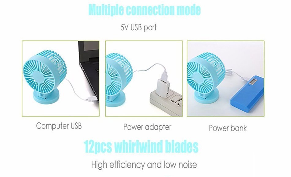 QH USB Mini Portable Double-vane Desk Fan Electric Computer Super Mute Cooler Fan (White) N9