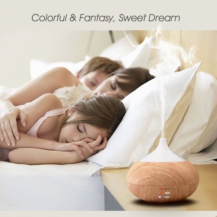 Fire LA Wood Grain 300ml Aromatherapy Essential Oil Diffuser Cool Mist Humidifier with 7 Color LED Lights for... N2