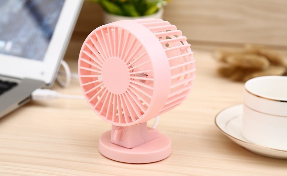 QH USB Mini Portable Double-vane Desk Fan Electric Computer Super Mute Cooler Fan (White) N12