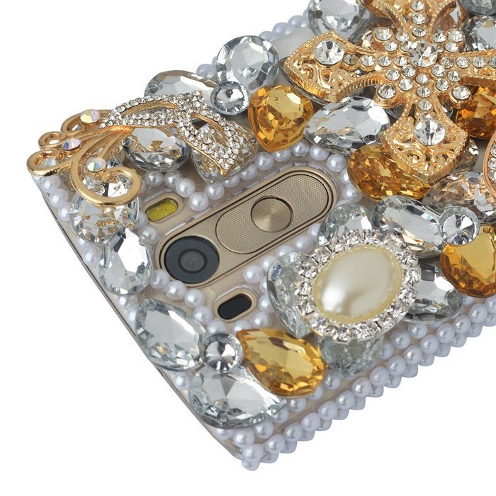 Spritech(TM) Bling Hard Clear Phone Case For LG spirit h440 C70/LG Escape 2/LG Logos,3D Handmade Yellow Silver... N26