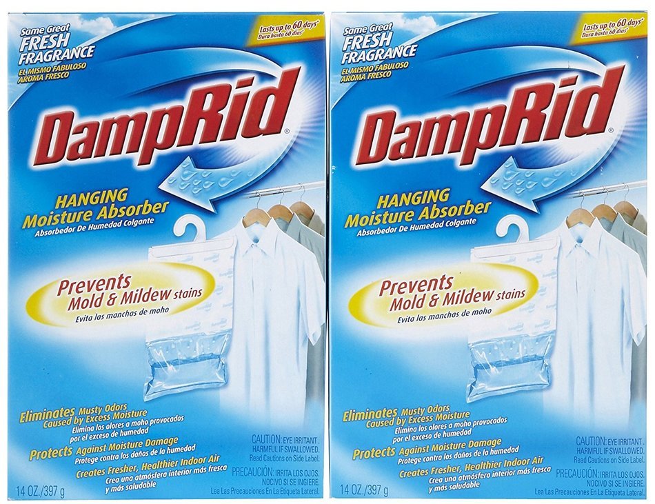Damp Rid Hanging Moisture Absorber, Powder Fresh Scent, 14 oz-2 pack
