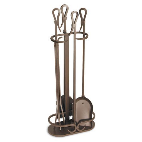 5-Pc Iron Gate Fireplace Toolset in Burnished Bronze Finish
