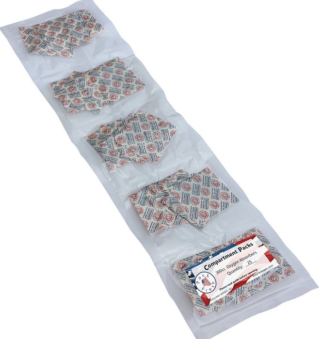 300cc Oxygen Absorber Compartment Packs (25, in 5 Compartments)