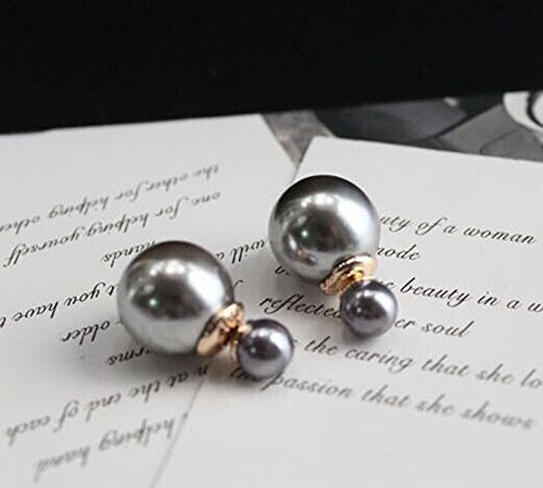 Fashion Women Gold Plated Celebrity Runway Double Pearl Elegant Ear Stud Earring