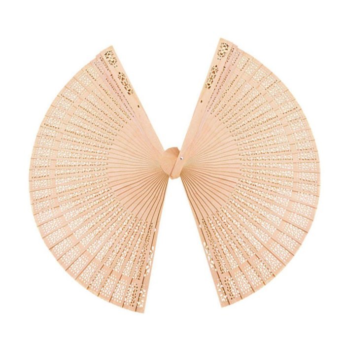 BleuMoo Chinese Fans Chinese Sandalwood Scented Wooden Openwork Folding Fan N4