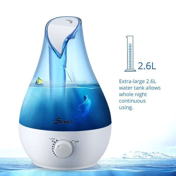 Seneo Cool Mist Ultrasonic Humidifier Personal Humidifier with 24-hour Per Fill, 380ml/hour Ultra high Humidifying... N6