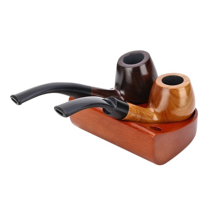 Scotte(TM) Solid wood tobacco pipe stand/rack for holder 2 smoking pipe N6