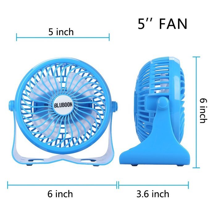 Battery Desk Fan Rechargeable Table Fan, Quietness, Stepless Speed Adjustable 5" (Black) N6