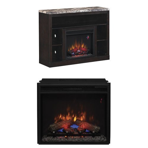 Complete Set Adams Media Mantel in Coffee Black with 23" Spectrafire Plus Insert with Safer Plug