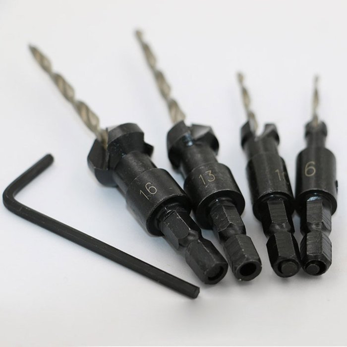 MuLuo 4pcs Countersink Drill Bit Quick Change Hex Shank Screw Tool #6 #10 #13 #16