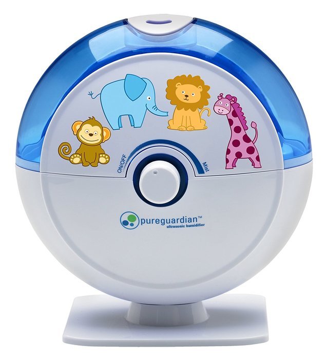PureGuardian H1010P 14-Hour Ultrasonic Cool Mist Humidifier, Table Top, Pink with Kids Decals N3
