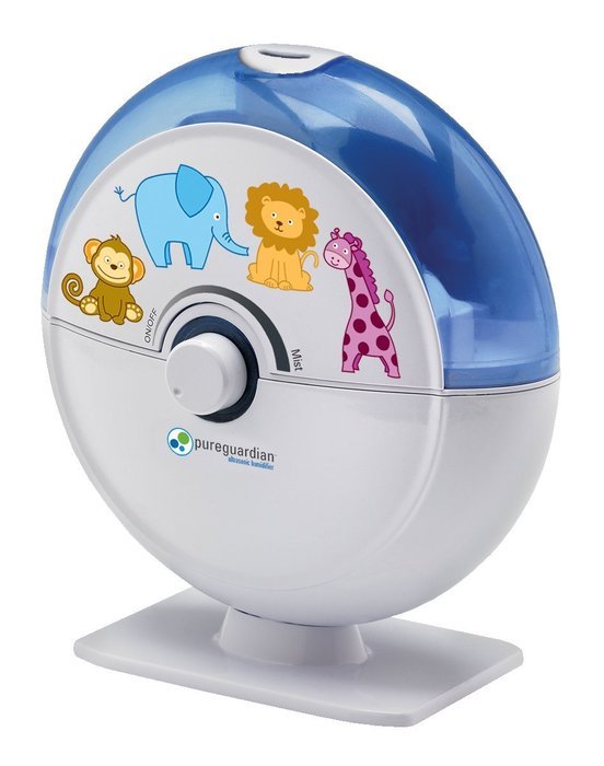 PureGuardian H1010P 14-Hour Ultrasonic Cool Mist Humidifier, Table Top, Pink with Kids Decals N4