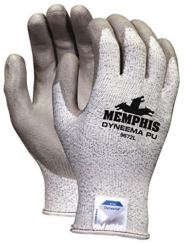 Memphis Glove 9672S Dyneema 13-Gauge Polyurethane Salt and Pepper Shell Gloves with Palm and Finger Coating, Gray...