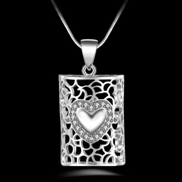 New Women Men Fashion Silver Crystal Heart Choker Pendant Necklace Chain Jewelry N2