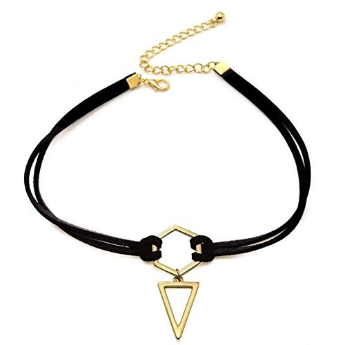 90's Black Velvet Choker Necklace Goth Gothic Retro Triangle Pendant Jewelry New N2
