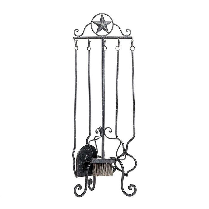 Texas Style Rustic Western Iron Fireplace 5 Piece Tool Set