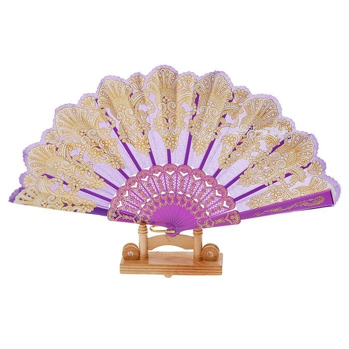 Chinese Foldable Trim Hand Fan Wing Chun Dancing Fan - Purple N2