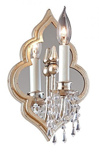 Corbett Lighting 161-11 Bijoux One Light Wall Sconce, Silver Leaf with Antique Mist Finish with Clear Crystal...
