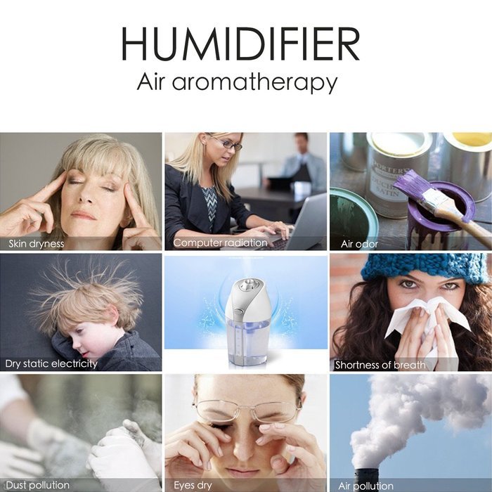 Air Humidifier essential Oil DiffuserMini Ultrasonic Car Cool Mist Air Purifier 300ML USB Home & Office Oil Aroma... N4