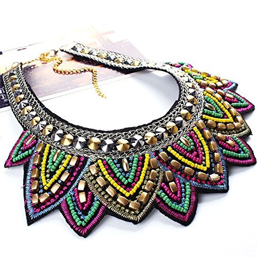 Women Bib Chunky Statement Crystal Beaded Necklace Choker Pendant Chain Jewelry N3