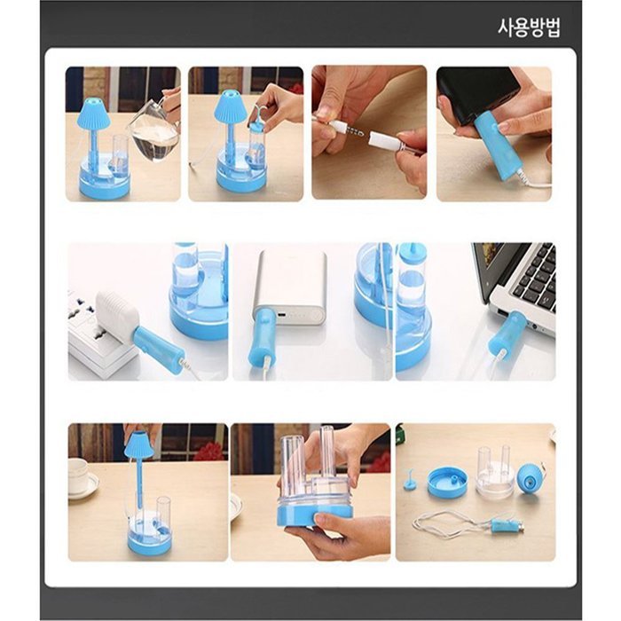Mini Portable Travel Personal Ultrasonic USB Powered LED Sprout Humidifier (Blue) N3