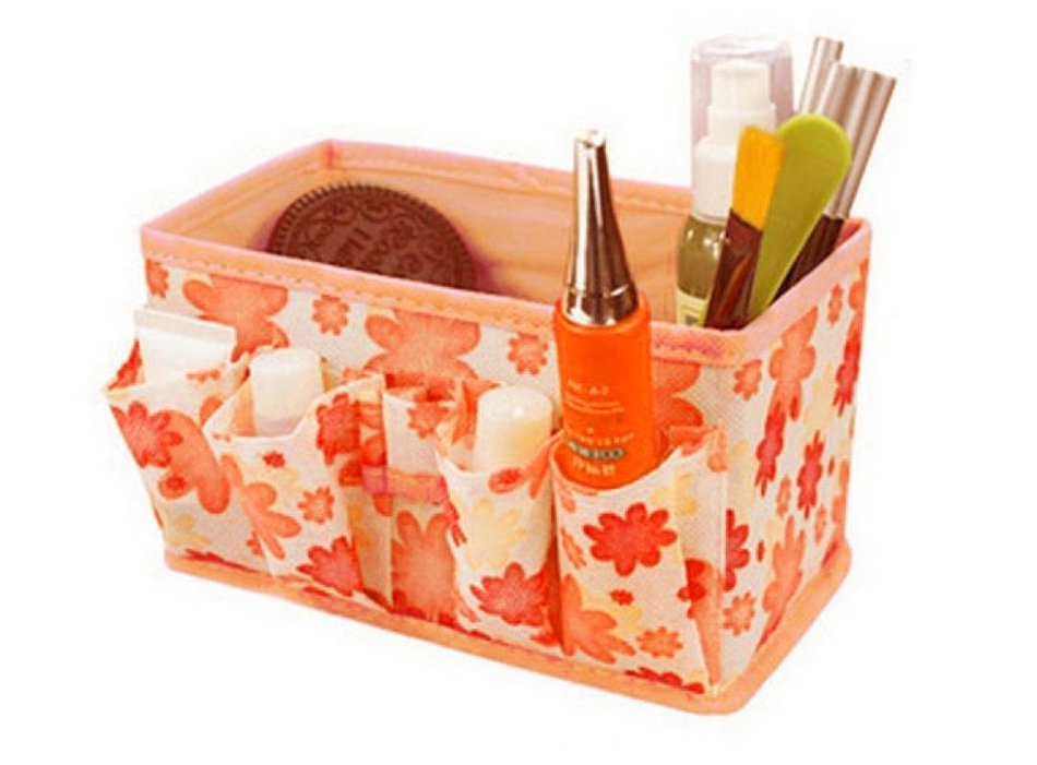 Bolayu Makeup Cosmetic Storage Box Bag Bright Organizer Foldable Stationary Container (Purple) N2