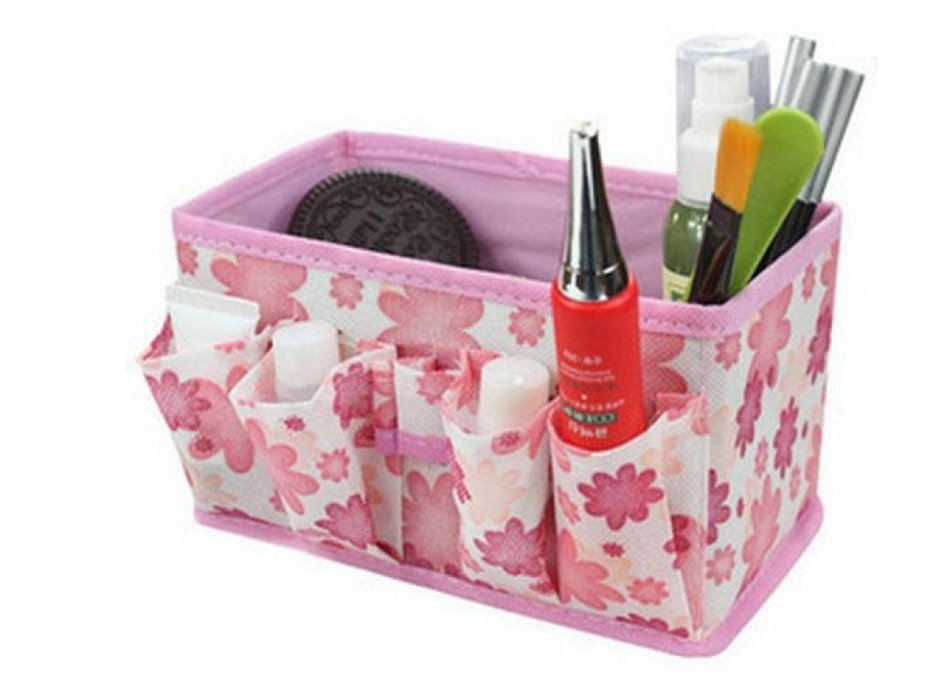 Bolayu Makeup Cosmetic Storage Box Bag Bright Organizer Foldable Stationary Container (Purple) N3