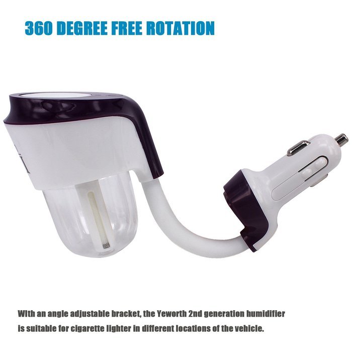 Yeworth Car Air Humidifier,2nd Generation Mini Aromatherapy Humidifier for Car with Dual USB Charger Port Aroma... N9