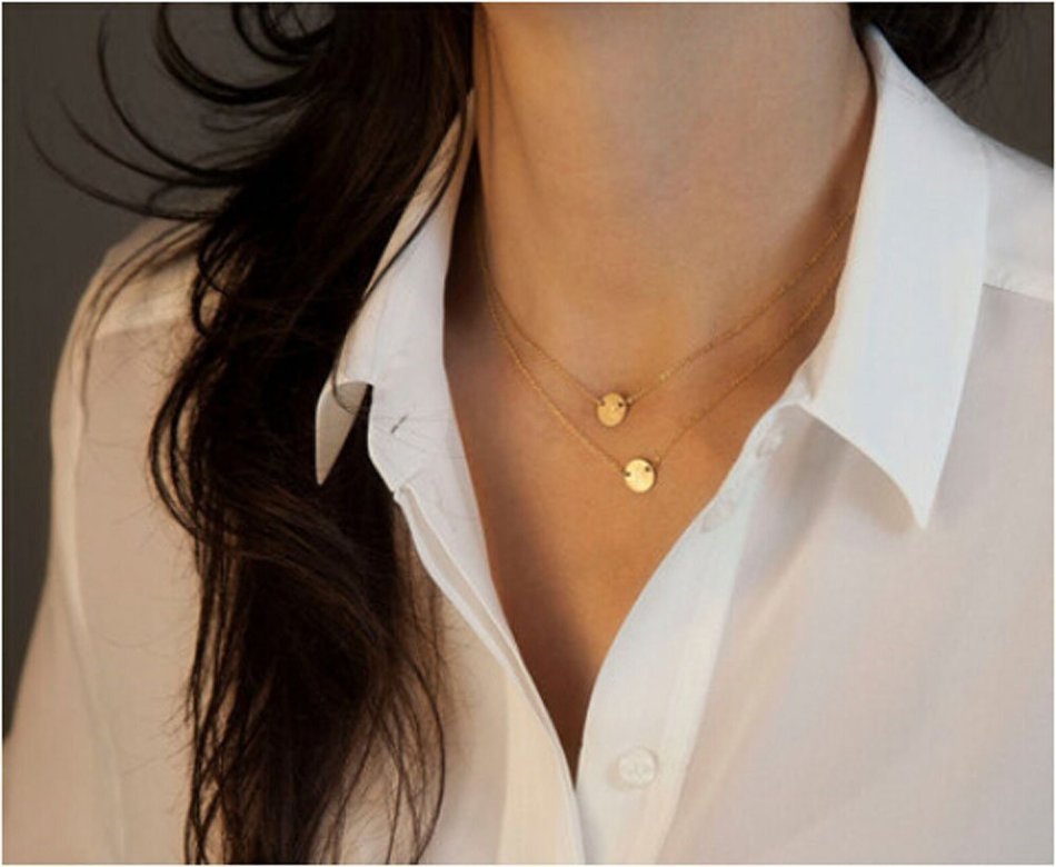 New Fashion Minimalist Retro Sequined Short Necklace Multilayer Necklace Multi-strand Necklaces N2