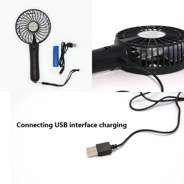 LIPPO Household USB Fan Portable Summer Cooling Fan 2-way Powered Convenient Mini Cooler (Palm-Leaf 183, Black) N24