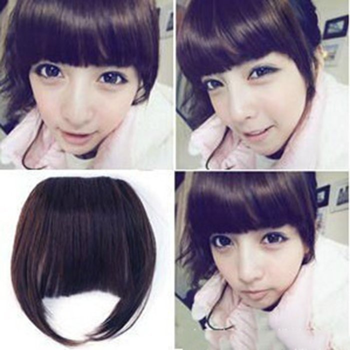 Yaheeda Women Bang Wig Synthetic Clip-in Hair Bang Forehead Bang Short Straight Hair Extension N3