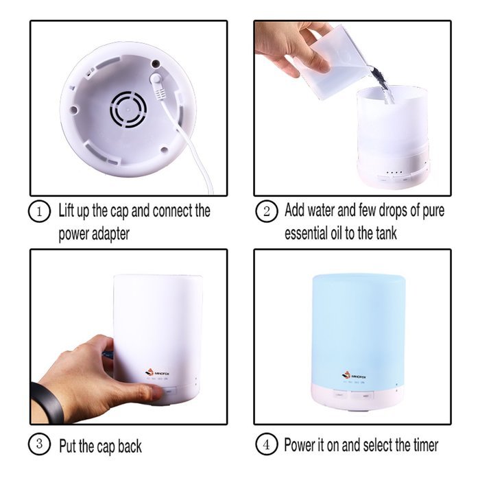 300ml Aroma Diffuser by Minofox with Timer and Auto Shut off function, Essential oil diffuser with 6-7 Hours continuous... N3