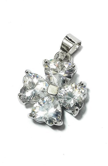Silver Plated Jerusalem Cross Natural White Gem Pendant Holy Land 0.5"